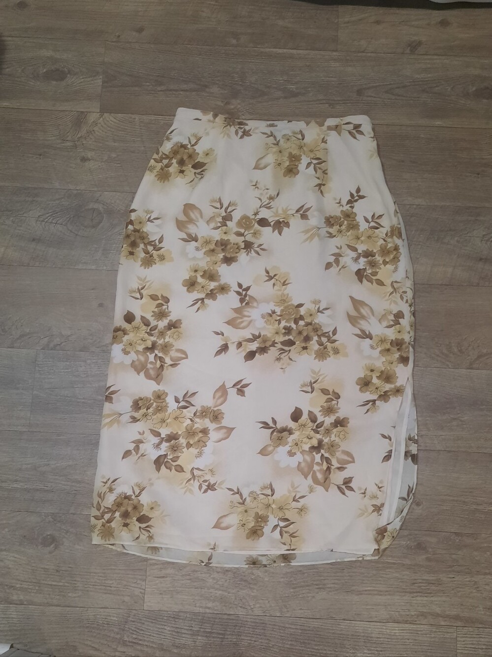 Floral Pencil Skirt in Cream and Brown
